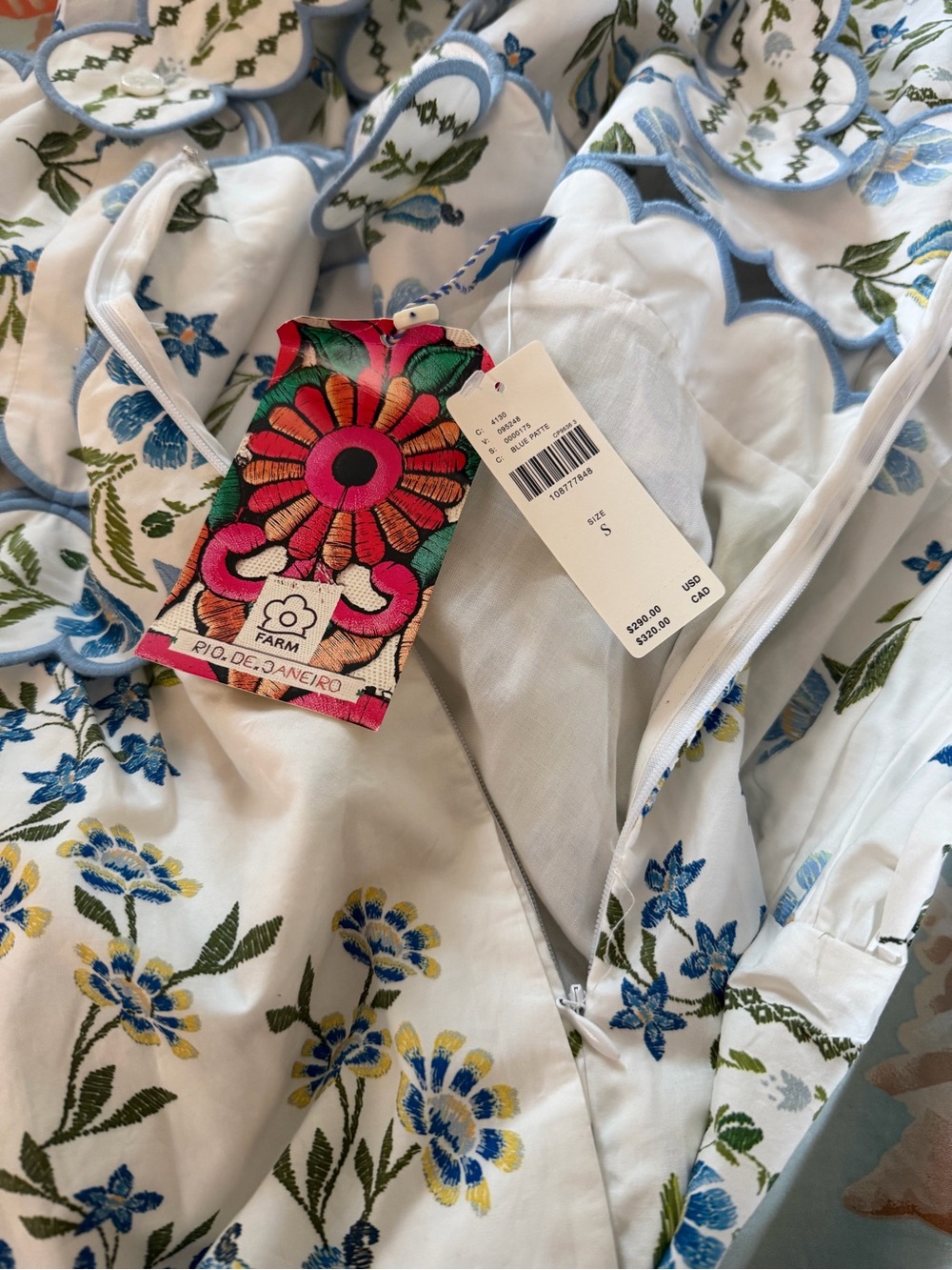 Farm Rio x Anthropologie Blue & White Midi Dress – Size Small – NEW - Picture 3 of 3